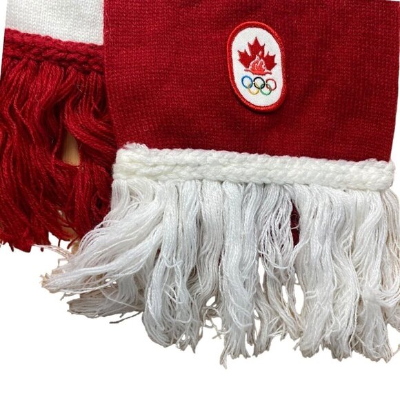 Hudson Bay Company Team Canada Youth Olympics Knit Winter Scarf Red White US OS - Picture 8 of 9